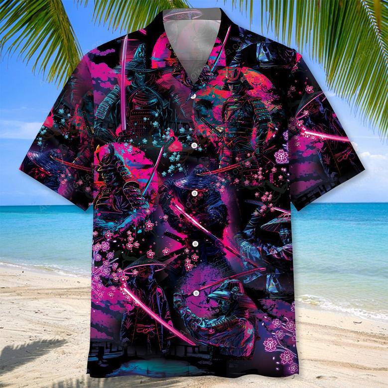 Samurai Neon Art Hawaiian Shirt