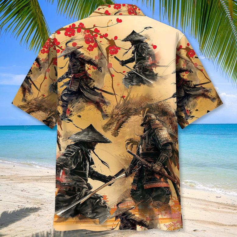 Samurai Under The Moonlight Hawaiian Shirt