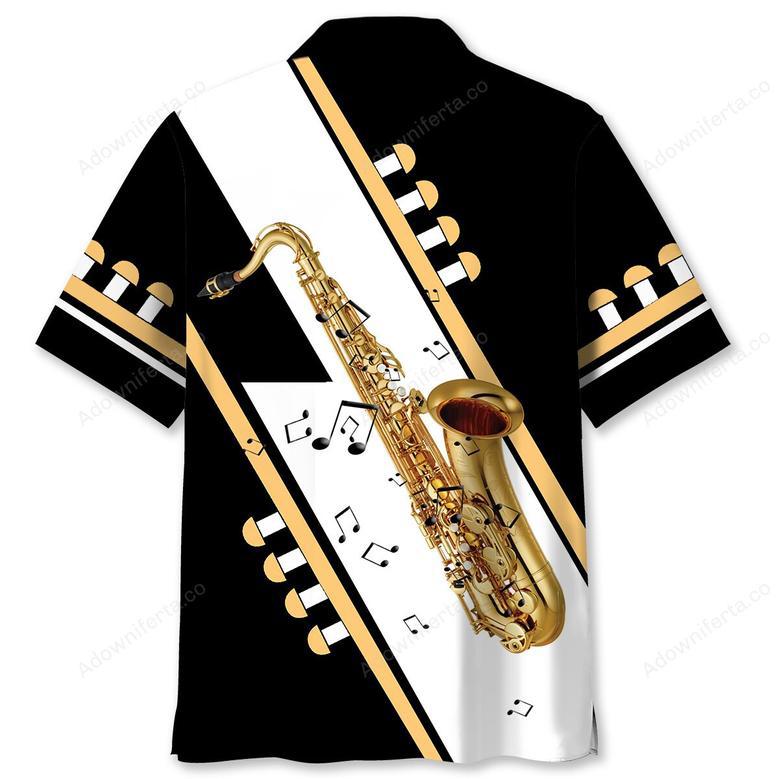 Saxophone Black White Hawaiian Shirt