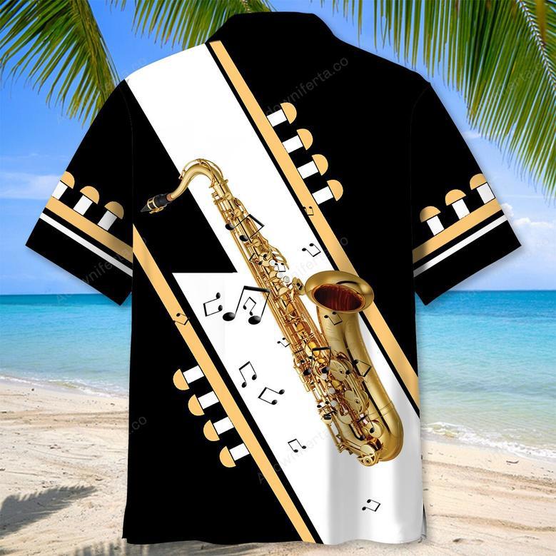 Saxophone Black White Hawaiian Shirt