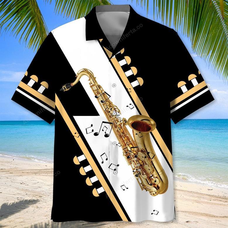 Saxophone Black White Hawaiian Shirt