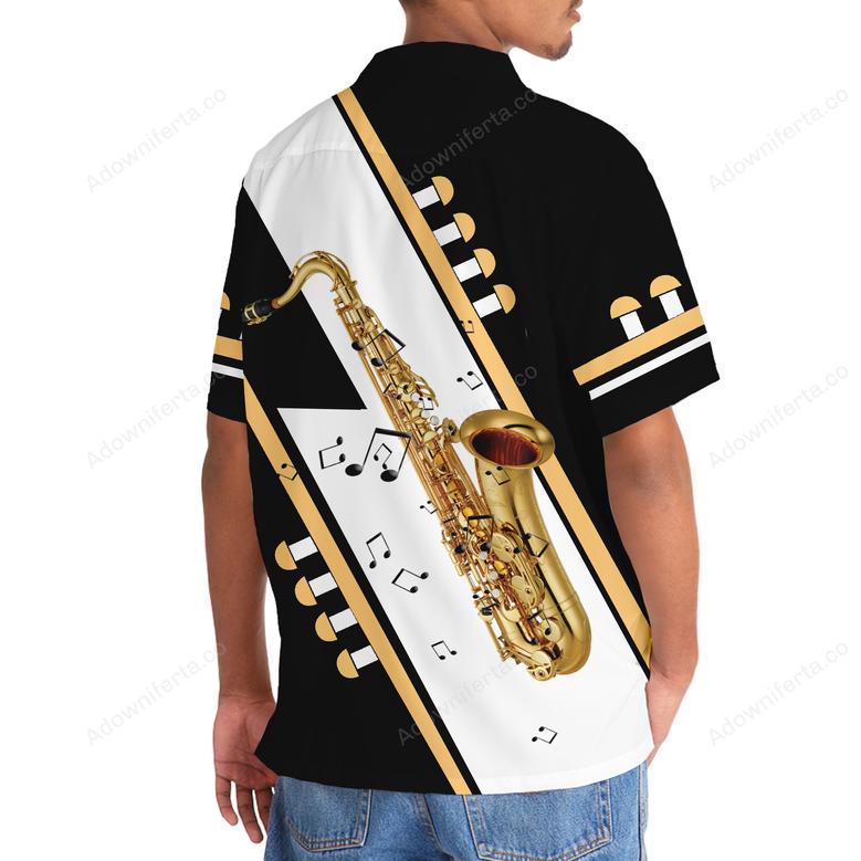 Saxophone Black White Hawaiian Shirt