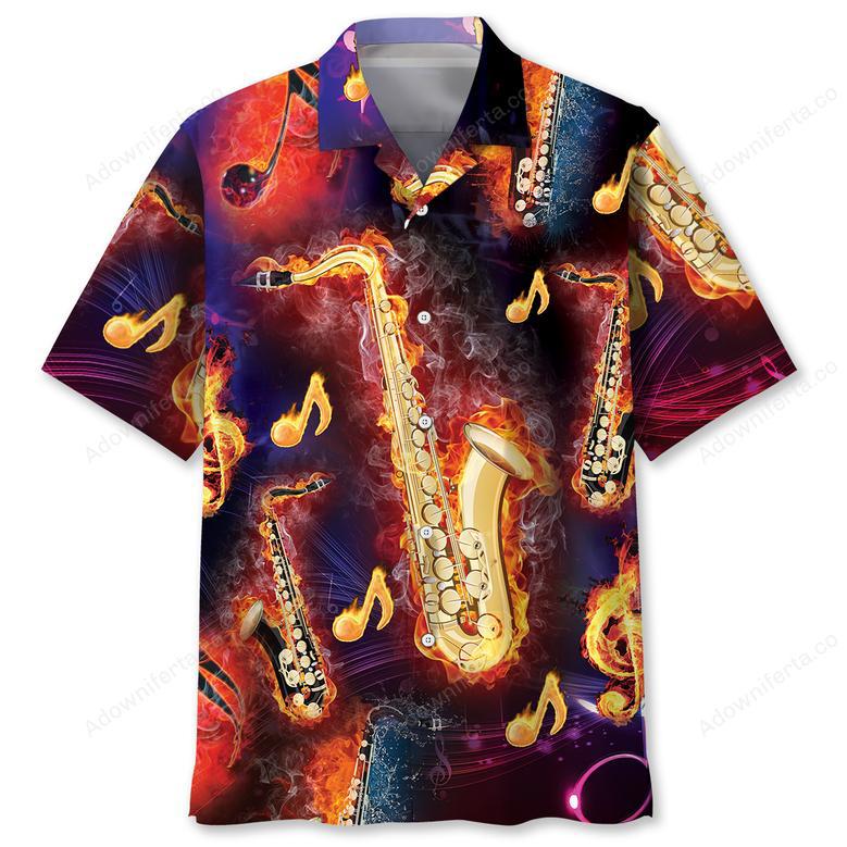 Saxophone Colorful Hawaiian Shirt