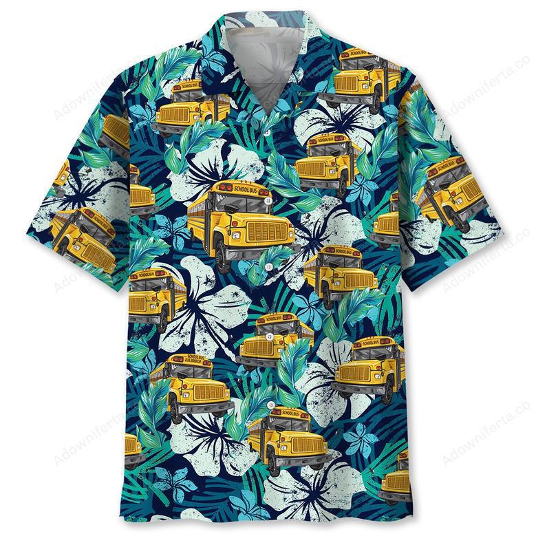 School Bus Tropical Hawaiian Shirt