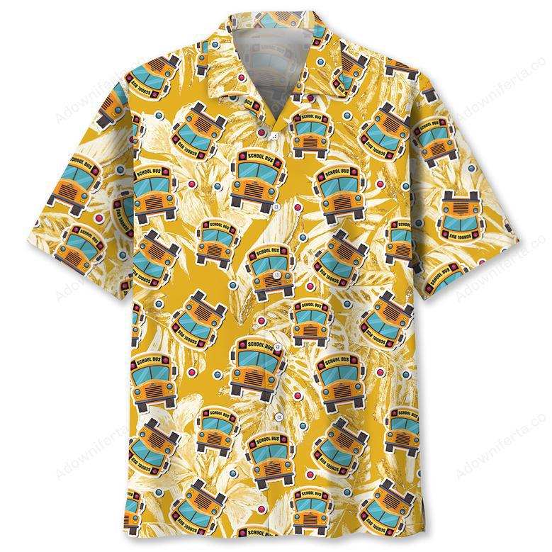 School Bus Tropical Hawaiian Shirt