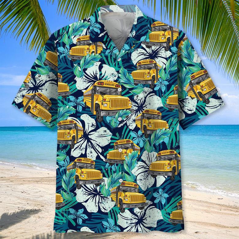 School Bus Tropical Hawaiian Shirt