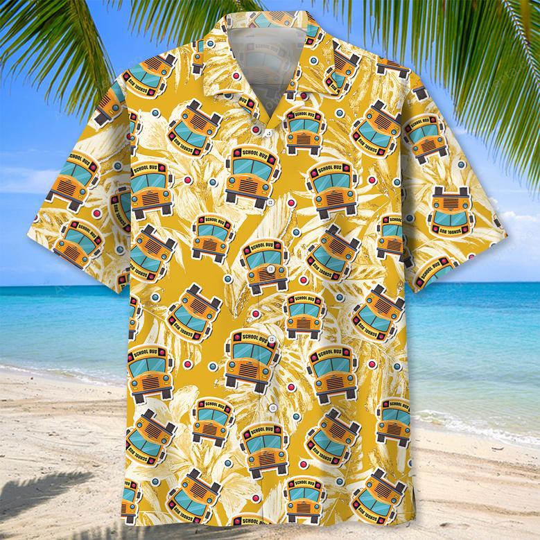 School Bus Tropical Hawaiian Shirt