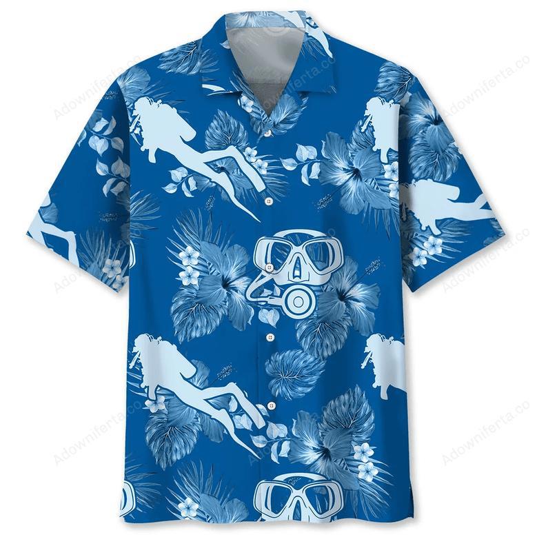 Scuba Diving blue Hawaiian Shirt