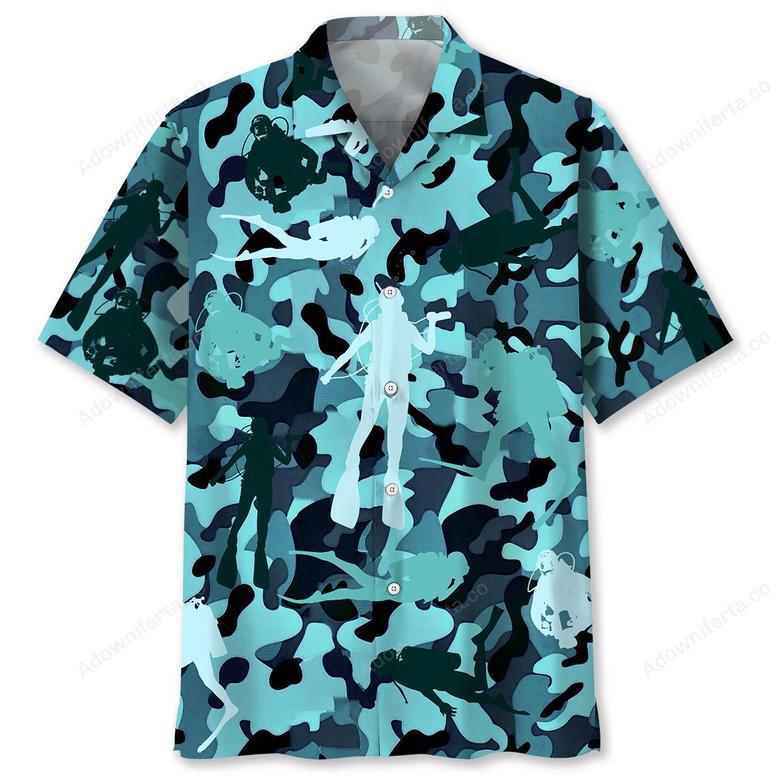 Scuba Diving Camo Hawaiian Shirt