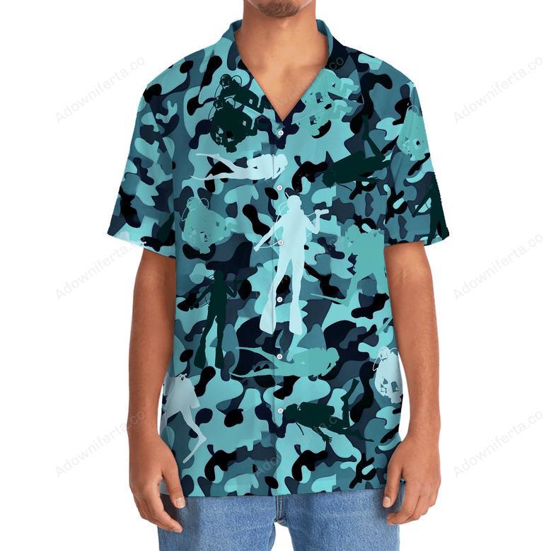 Scuba Diving Camo Hawaiian Shirt