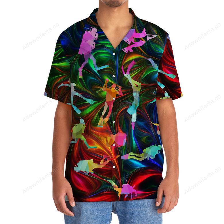 Scuba Diving Color Hawaiian Shirt