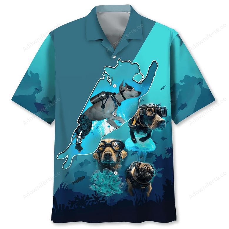 Scuba Diving Dog Dive Hawaiian Shirt