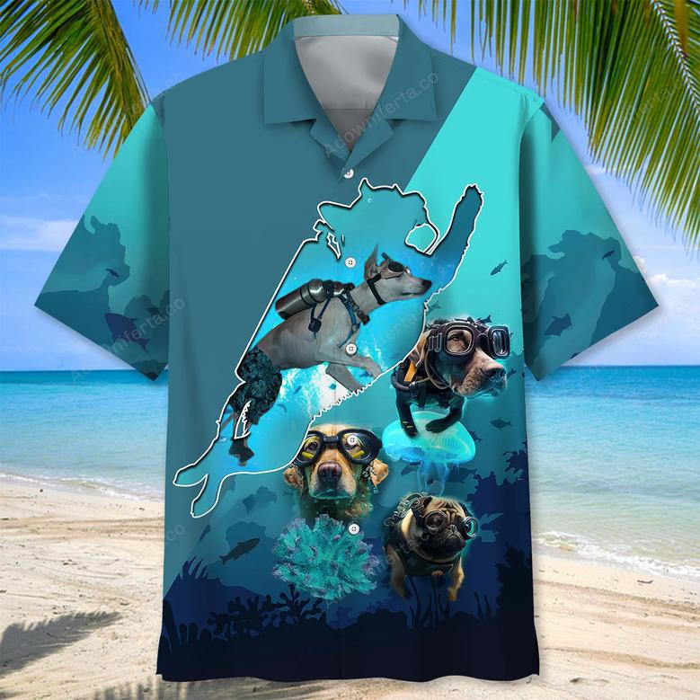 Scuba Diving Dog Dive Hawaiian Shirt