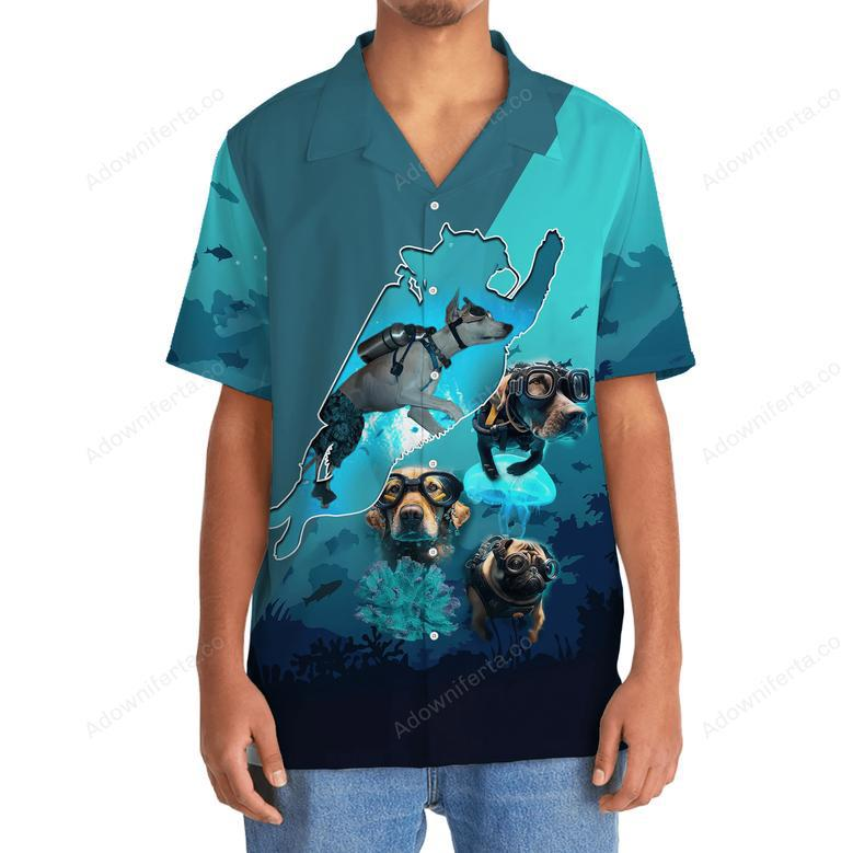 Scuba Diving Dog Dive Hawaiian Shirt