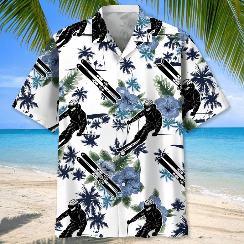 Skiing White Nature Hawaiian Shirt