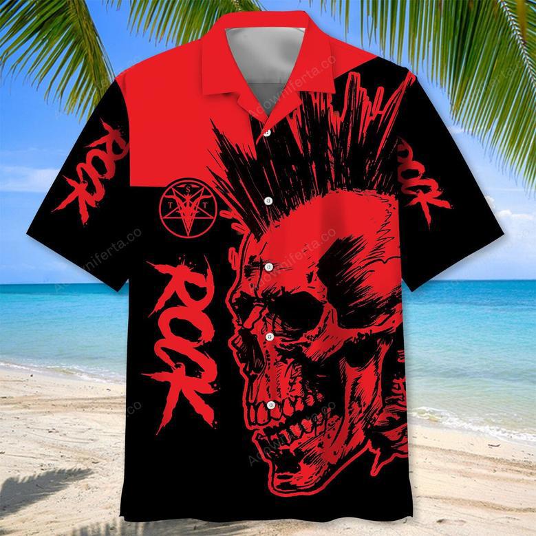 Skull Punk Rock Hawaiian Shirt