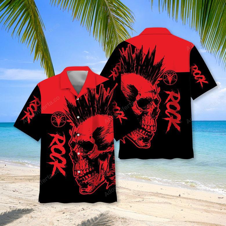 Skull Punk Rock Hawaiian Shirt