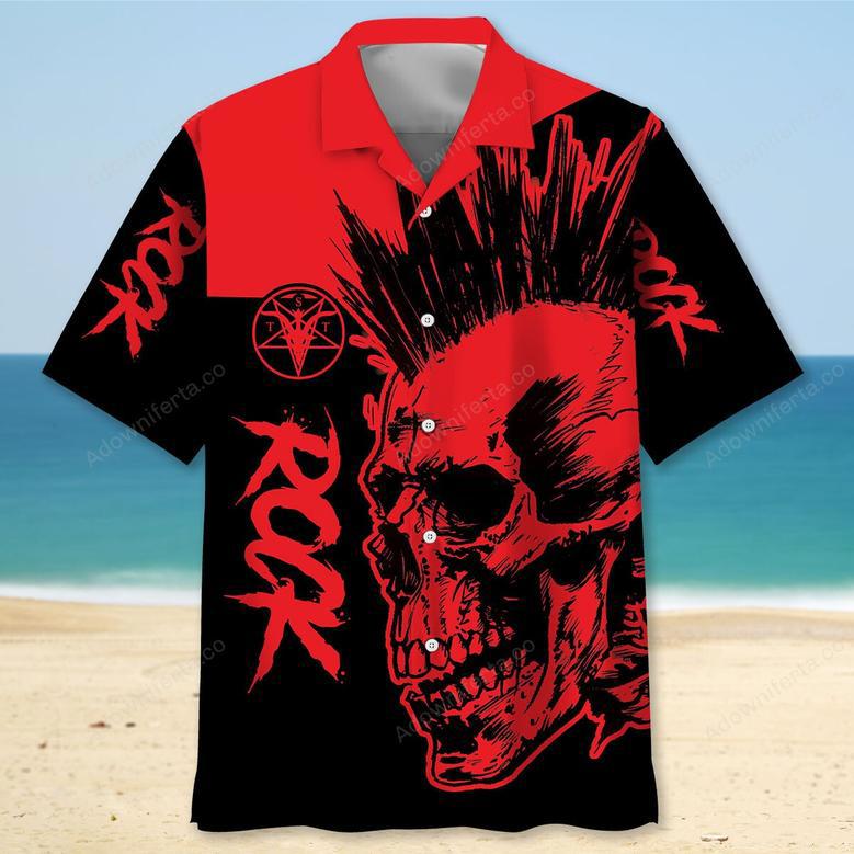 Skull Punk Rock Hawaiian Shirt