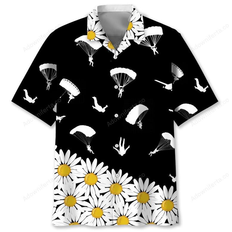 skydiving daisy flower hawaiian shirt