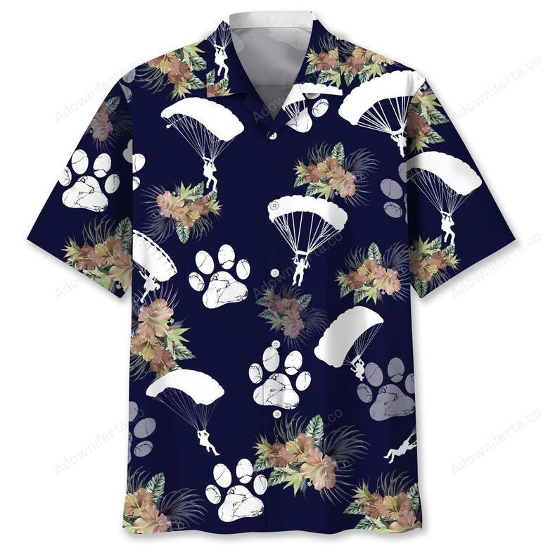 skydiving dog tropical hawaiian shirt