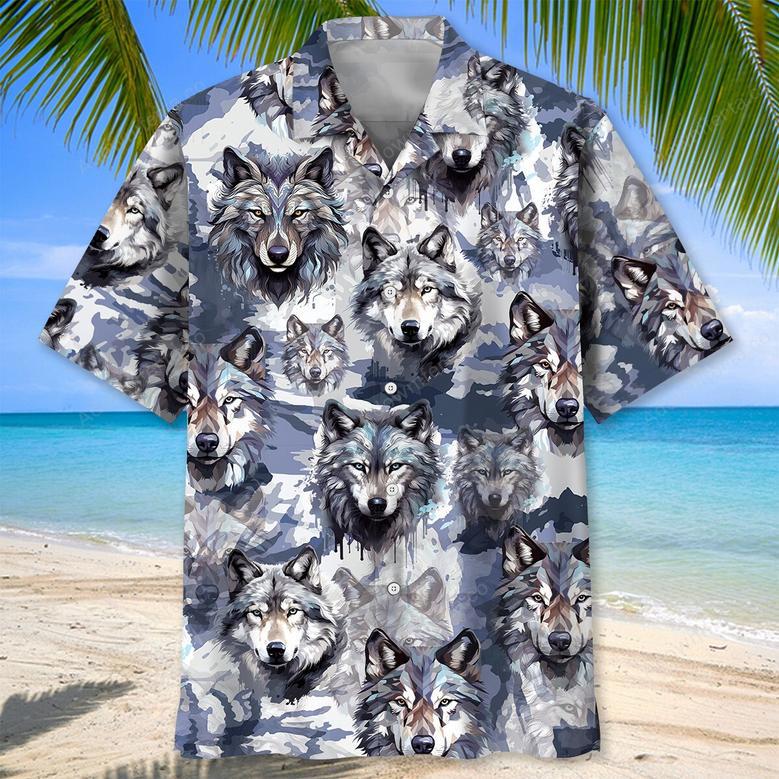 Snow Wolf Hawaiian Shirt