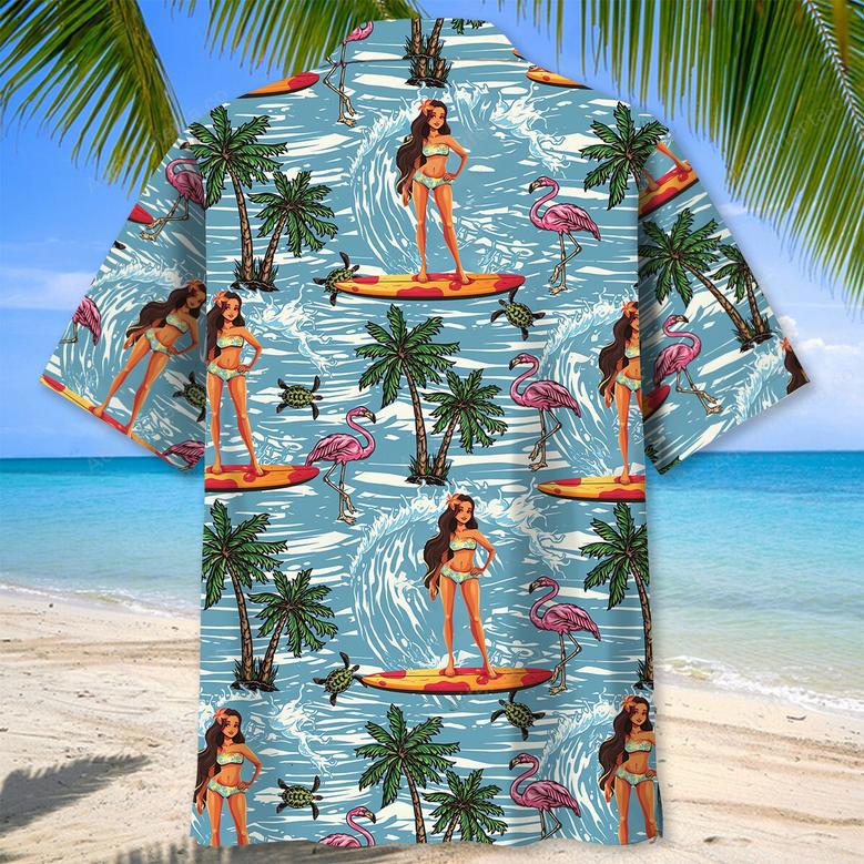 Surfing Aloha Girl Hawaiian Shirt