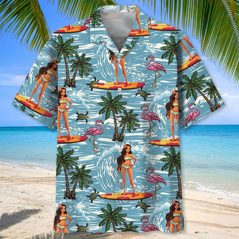 Surfing Aloha Girl Hawaiian Shirt