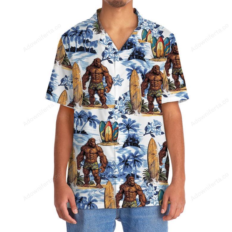 Surfing Bigfoot Surfboard Hawaiian Shirt