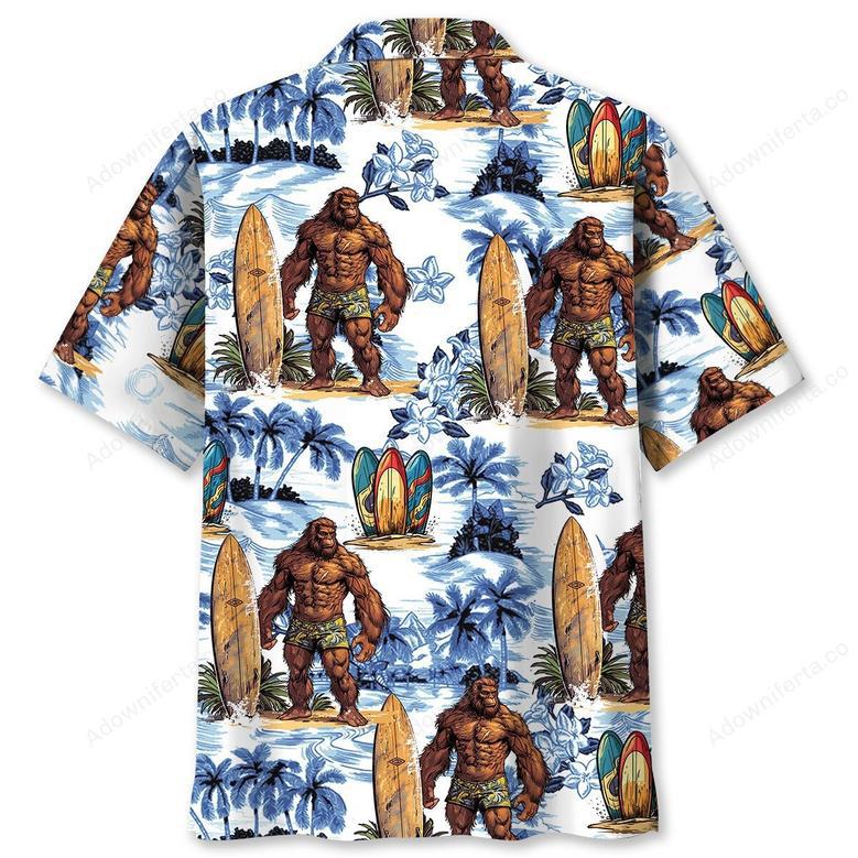 Surfing Bigfoot Surfboard Hawaiian Shirt