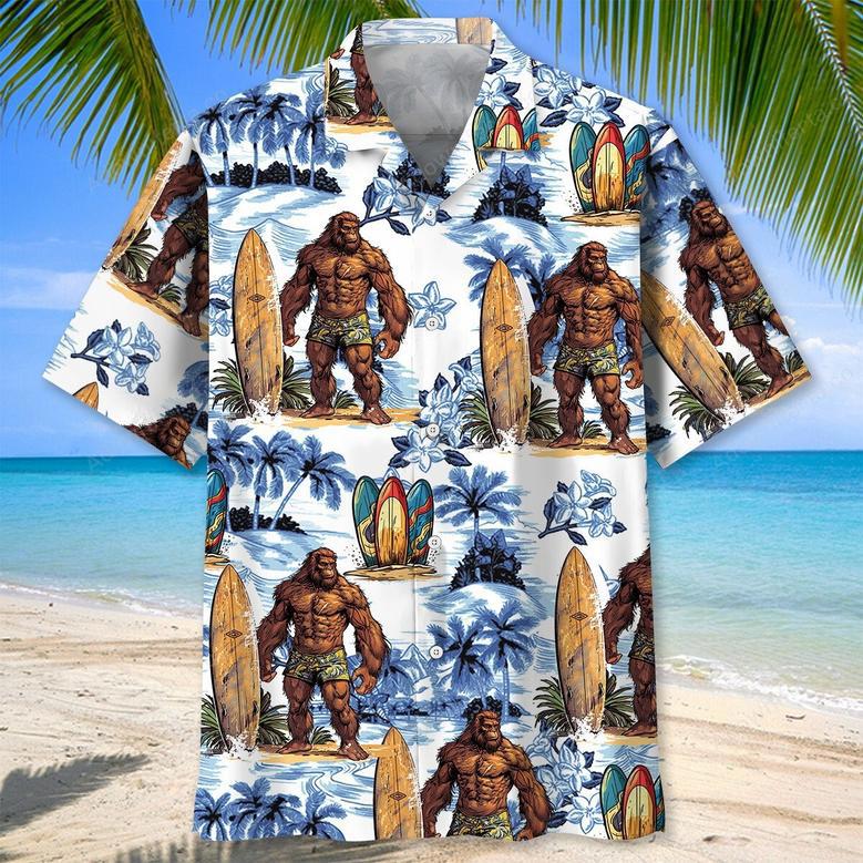 Surfing Bigfoot Surfboard Hawaiian Shirt