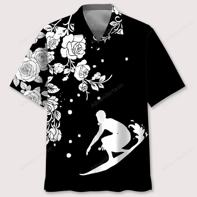 surfing rose hawaiian shirt