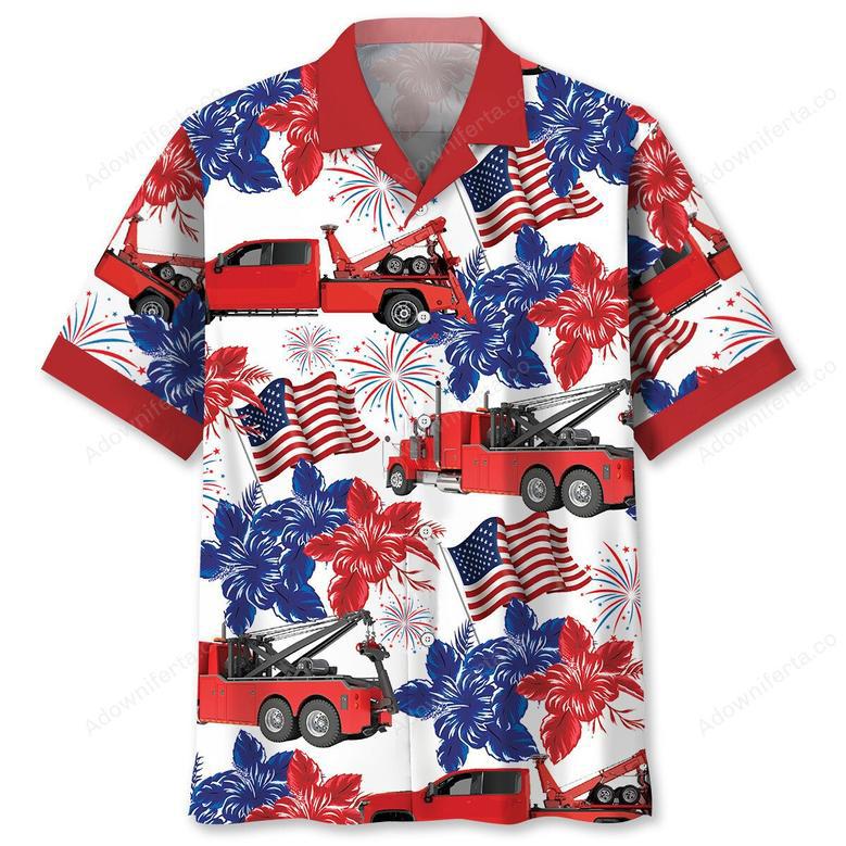 Tow Truck Happy July Hawaiian Shirt