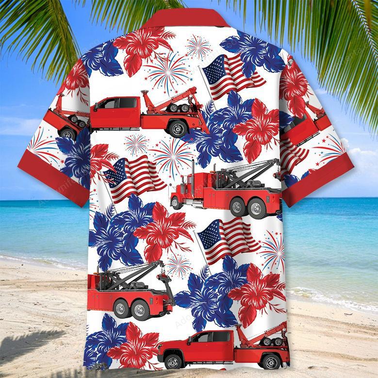 Tow Truck Happy July Hawaiian Shirt