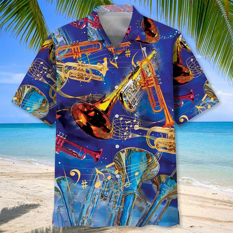 Tropical Blue Trumpet Hawaiian Shirt