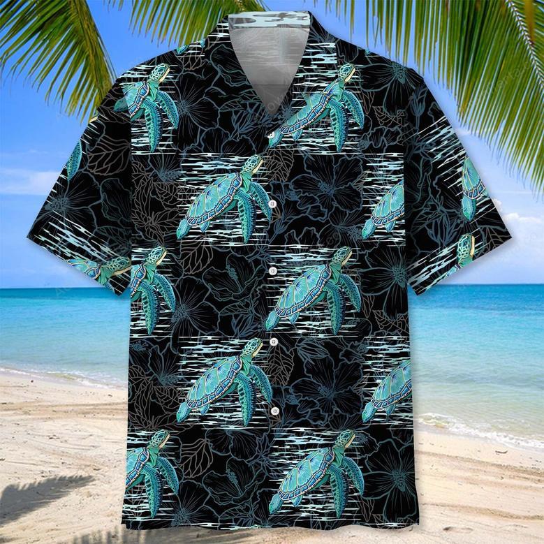 Tropical Hibiscus Turtle Hawaiian Shirt