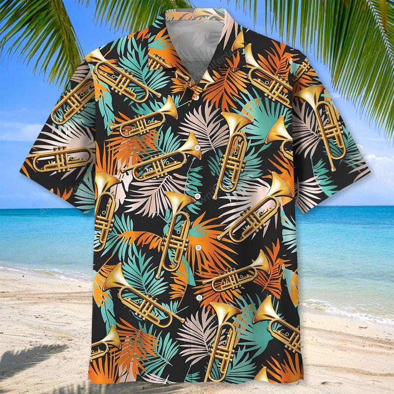 Tropical Orange Trumpet Hawaiian Shirt