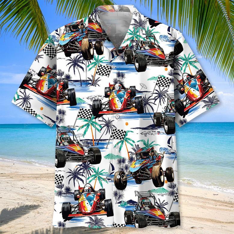 Tropical Quarter Midget Race Car Hawaiian Shirt