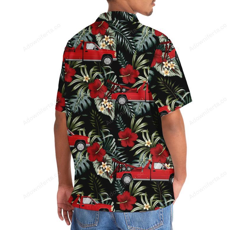 Tropical Red Tow Truck Hawaiian Shirt