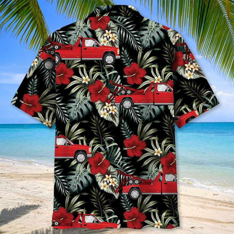 Tropical Red Tow Truck Hawaiian Shirt