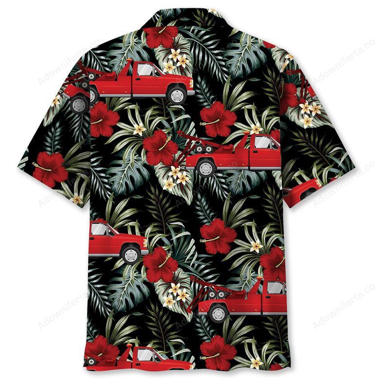 Tropical Red Tow Truck Hawaiian Shirt