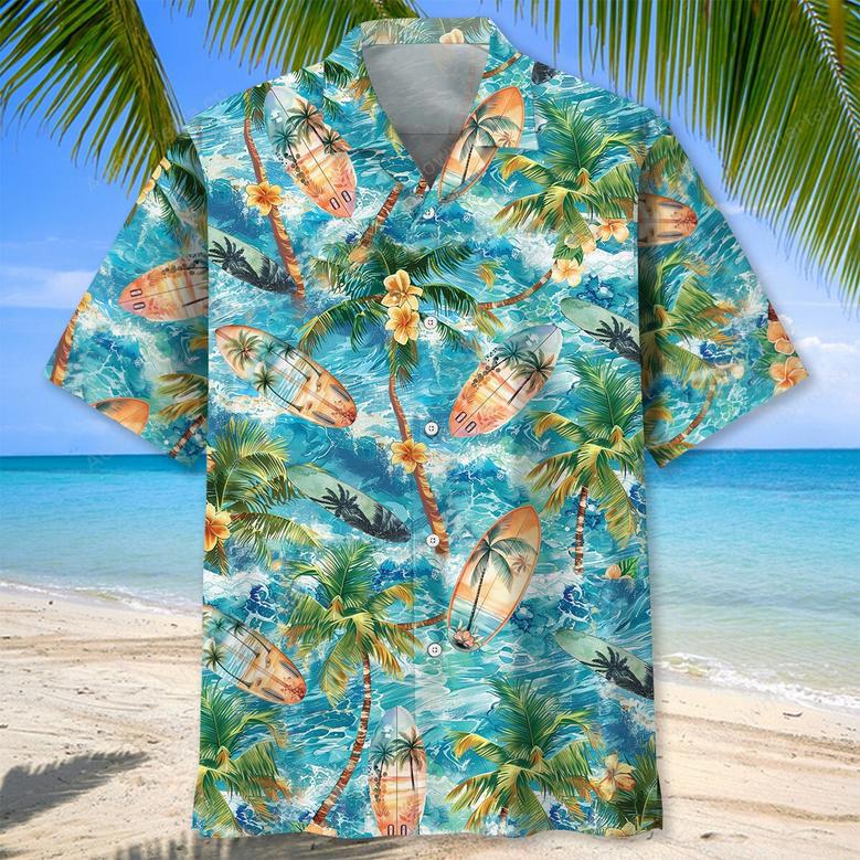 Tropical Surfing Surfboard Hawaiian Shirt