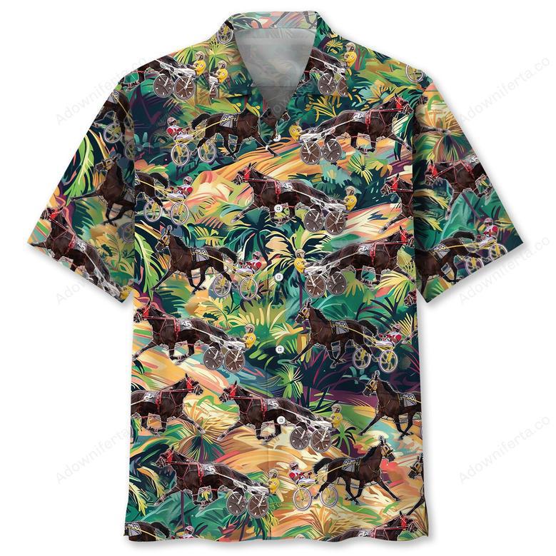 Tropical Terrain Horse Harness Racing Hawaiian Shirt