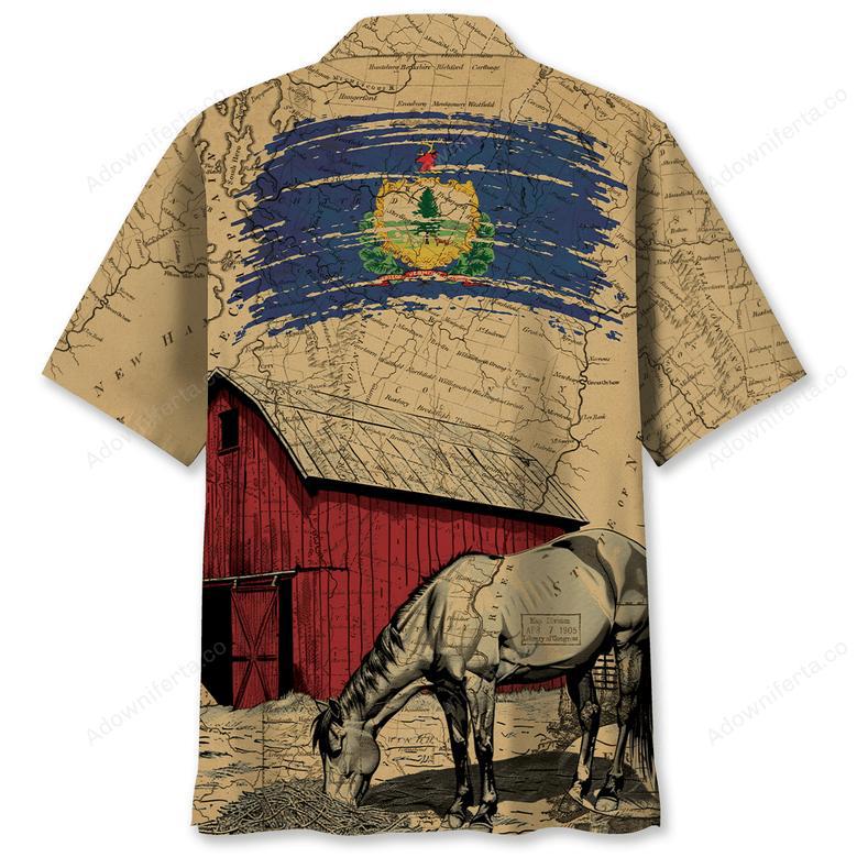 Vermont State Vintage Pocket Hawaiian Shirt