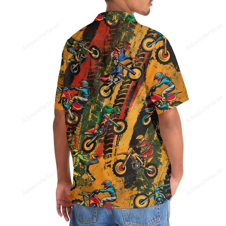 Vintage Dirt Bike Racing Funny Art Hawaiian Shirt