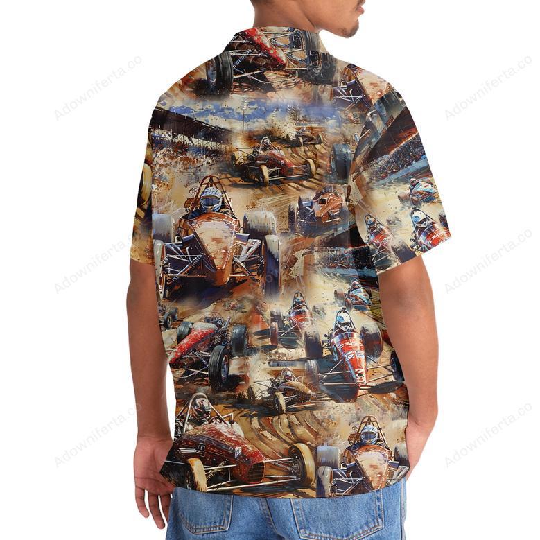 Vintage Dirt Track Racing Sprint Car Hawaiian Shirt