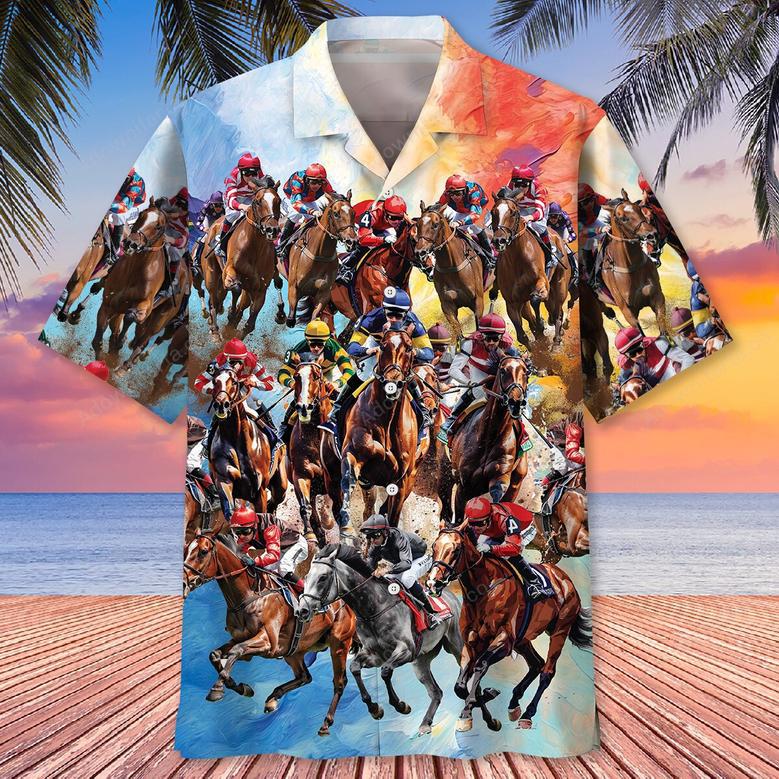 Vintage Horse Racing Lover Hawaiian Shirt