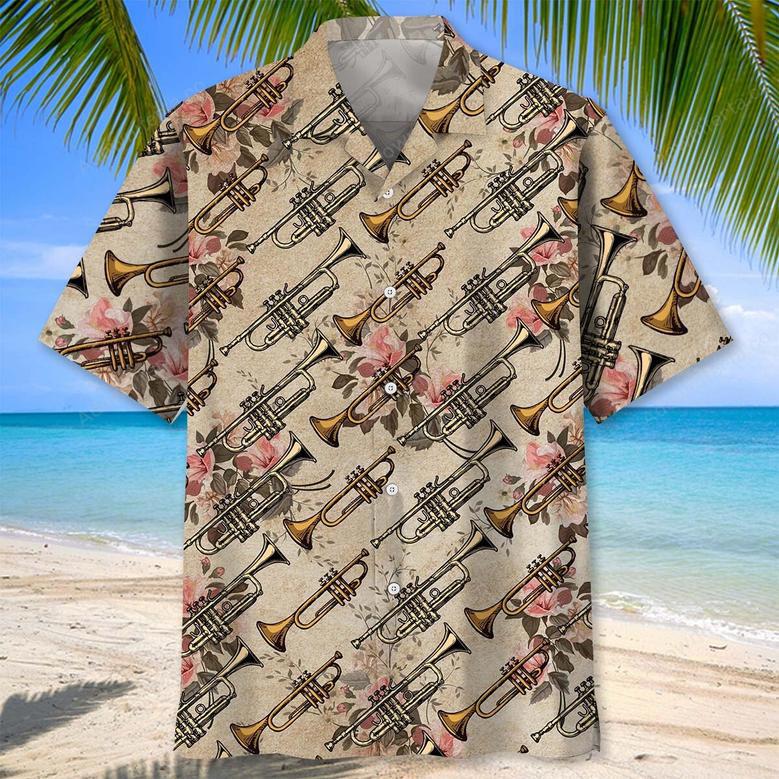 Vintage Rose Trumpet Hawaiian Shirt