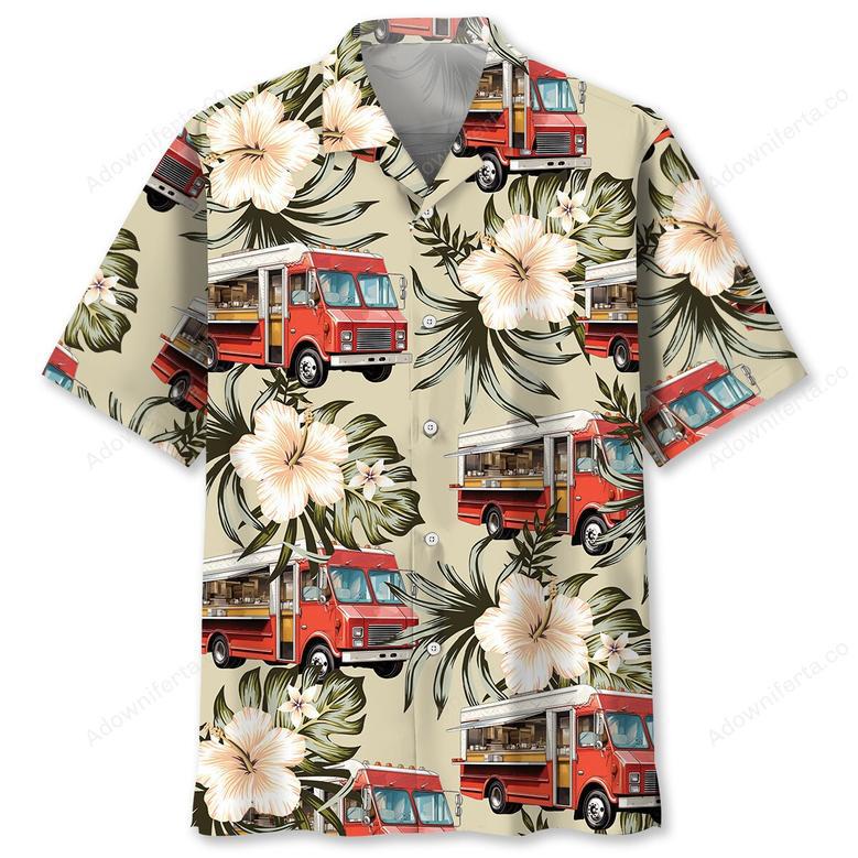 Vintage Street Red Food Truck Hawaiian Shirt