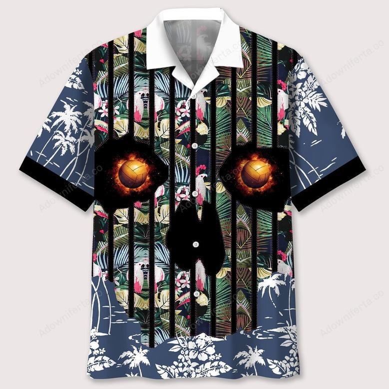 volleyball flower skull hawaiian shirt