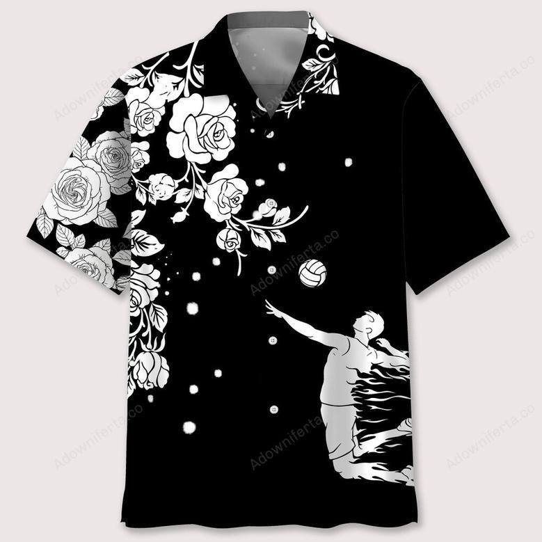 volleyball rose bw hawaiian shirt